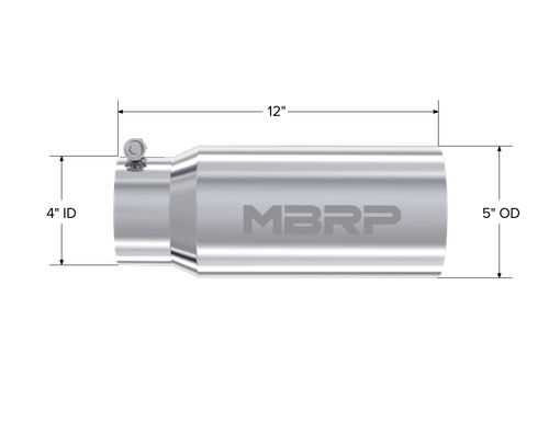 MBRP Universal Tip 5in OD Dual Wall Straight 4in Inlet