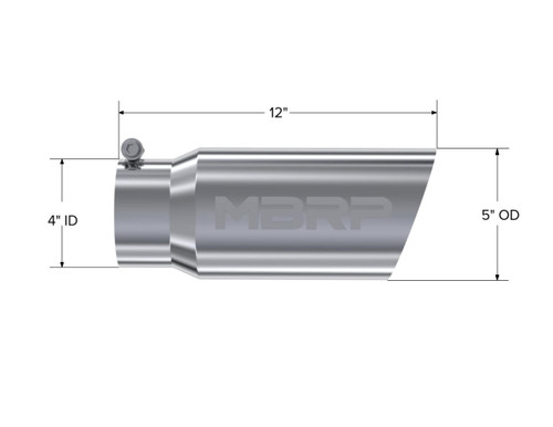 MBRP Universal Tip 5in OD Angled Single Wall 4in Inlet