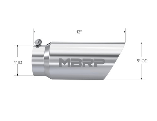 MBRP Universal Tip 5in OD Dual Wall Angled 4in Inlet