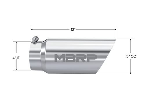 MBRP Universal Tip 5in OD Dual Wall Angled 4in Inlet