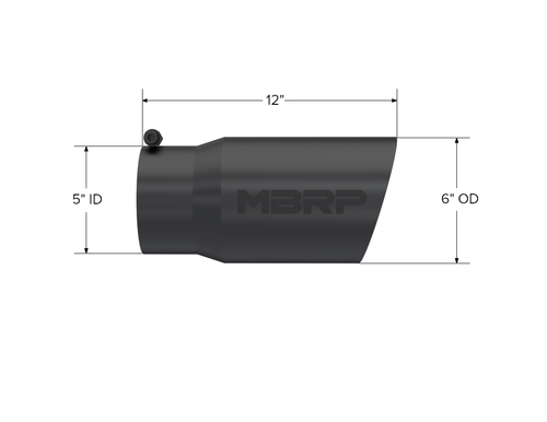 MBRP Universal Tip 6in OD Dual Wall Angled 5in Inlet Black