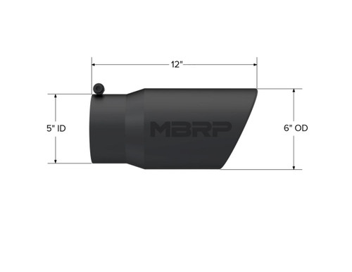 MBRP Universal Tip 6in OD Angled Rolled End 5in Inlet Black