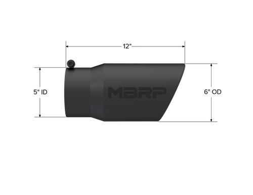 MBRP Universal Tip 6in OD Angled Rolled End 5in Inlet Black