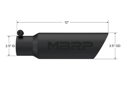MBRP Universal Tip 3.5in OD Dual Wall Angled 2.5in Inlet Black