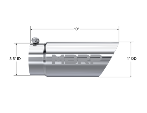 MBRP Universal Tip 3in OD Dual Wall Angled 4in Inlet
