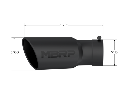 MBRP Universal Tip 6in OD 5in Inlet 15.5in 30 Deg Angled Black