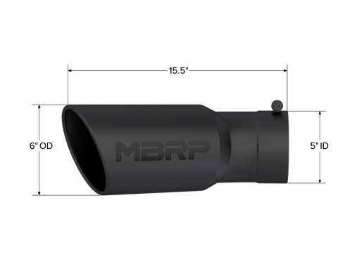 MBRP Universal Tip 6in OD 5in Inlet 15.5in 30 Deg Angled Black