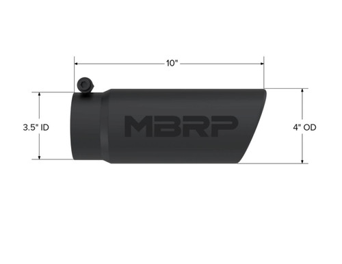 MBRP Universal Tip 4in OD Angled Rolled End 3.5in Inlet Black