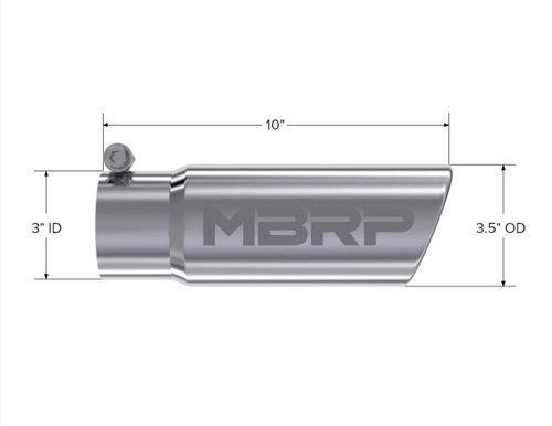 MBRP Universal Tip 3in OD Angled Rolled End 3in Inlet