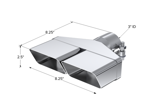 MBRP Universal Tip 8inx2.375in Rectangle 2.5in Inlet T304
