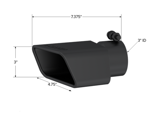 MBRP Universal Tip 4.75inx3in Rectangle Angled 3in Inlet Black Pass