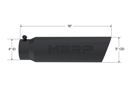 MBRP Universal Tip 5in OD Angled Rolled End 4in Inlet 18in Black