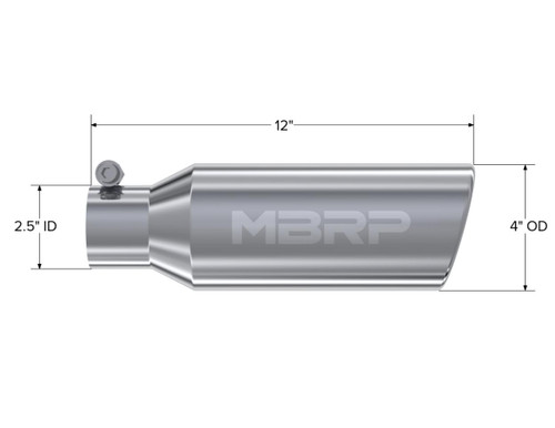 MBRP Angled Cut Rolled End Clampless Tip for Universal Fit 4in OD / 2.5in Inlet - T304