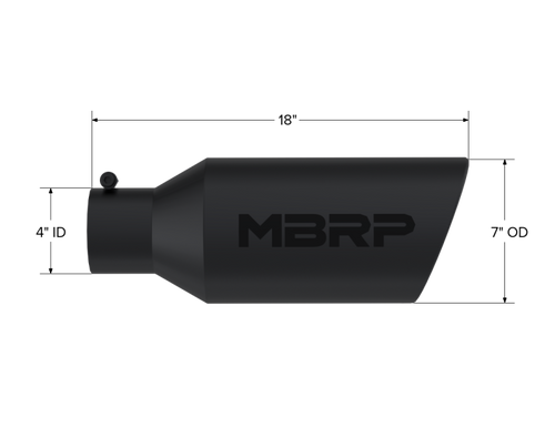 MBRP Universal Tip 7in OD Rolled End 4in Inlet 18in Black