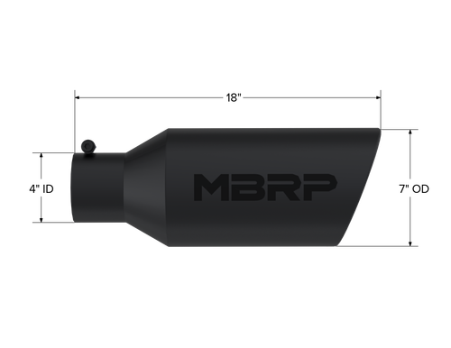MBRP Universal Tip 7in OD Rolled End 4in Inlet 18in Black