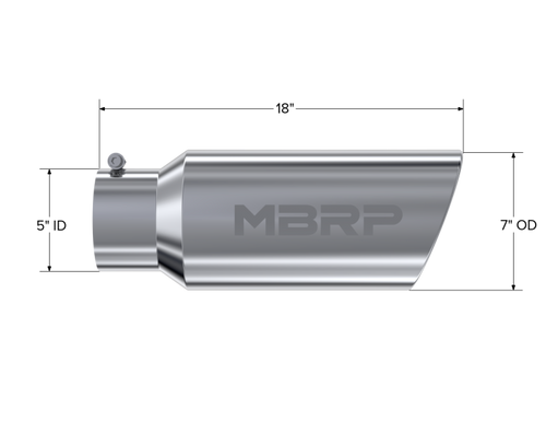 MBRP Universal Tip 7in OD Rolled End 5in Inlet 18in T304