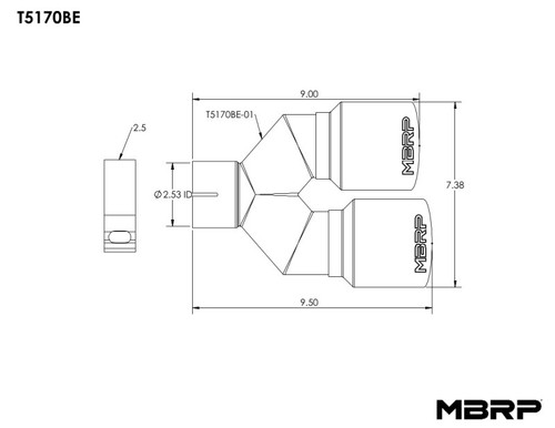 MBRP Dual Burnt End Tip for Universal Fit 3.5in OD / 2.5in Inlet - T304 Stainless Steel