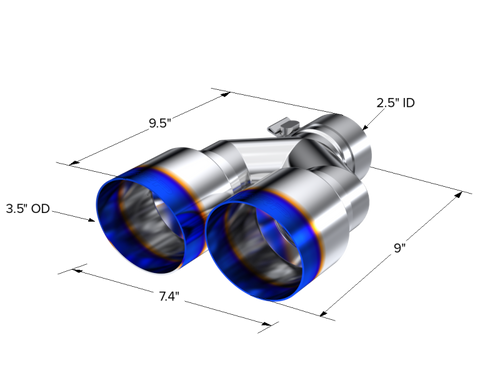 MBRP Dual Burnt End Tip for Universal Fit 3.5in OD / 2.5in Inlet - T304 Stainless Steel