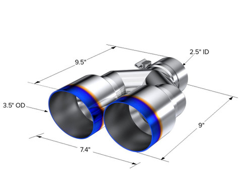 MBRP Dual Burnt End Tip for Universal Fit 3.5in OD / 2.5in Inlet - T304 Stainless Steel