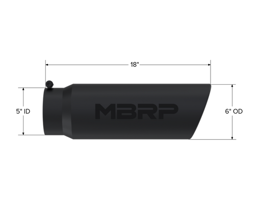 MBRP Universal Tip 6in OD Angled Rolled End 5in Inlet 18in Black