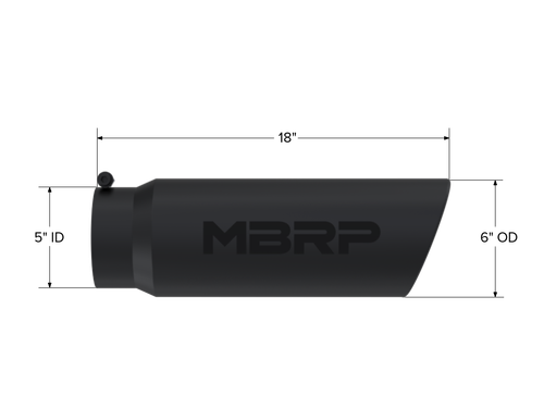 MBRP Universal Tip 6in OD Angled Rolled End 5in Inlet 18in Black