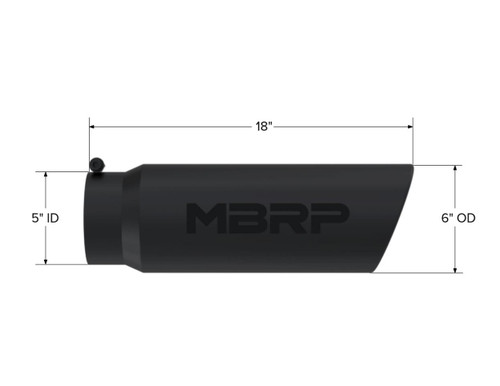 MBRP Universal Tip 6in OD Angled Rolled End 5in Inlet 18in Black