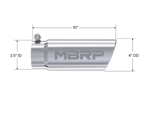 MBRP Universal Tip 4in O.D. Angled Rolled End 3 inlet 10 length