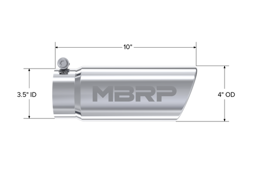 MBRP Universal Tip 4in O.D. Angled Rolled End 3 inlet 10 length