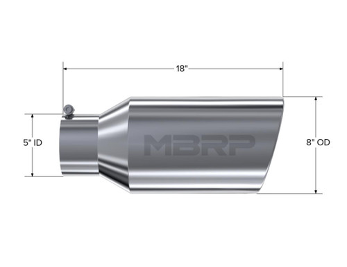 MBRP Universal Tip 8in OD Rolled End 5in Inlet 18in Length T304