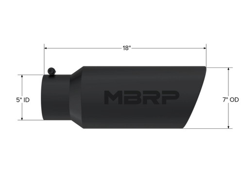 MBRP Universal Tip 7in OD Rolled End 5in Inlet 18in Black