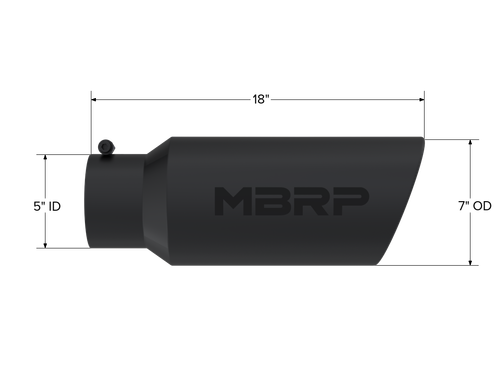 MBRP Universal Tip 7in OD Rolled End 5in Inlet 18in Black