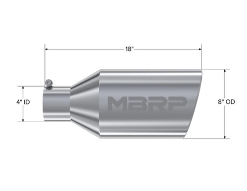 MBRP Universal Tip 8in OD Rolled End 4in Inlet 18in T304