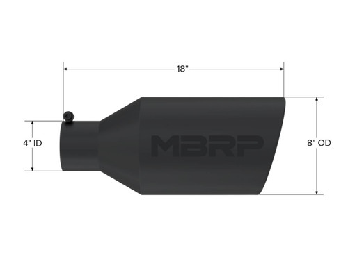 MBRP Universal Tip 8in OD Rolled End 4in Inlet 18in Black