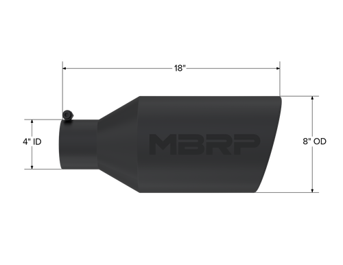 MBRP Universal Tip 8in OD Rolled End 4in Inlet 18in Black