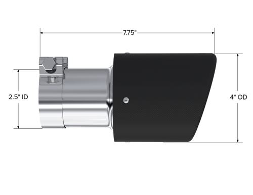 MBRP Universal Carbon Fiber Tip 4in OD / 2.5in Inlet / 7.7in L