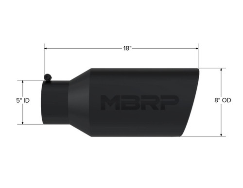 MBRP Universal Tip 8in OD Rolled End 5in Inlet 18in T304 Black