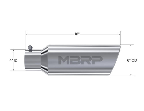 MBRP Universal Tip 6in OD Rolled End 4in Inlet 18in T304