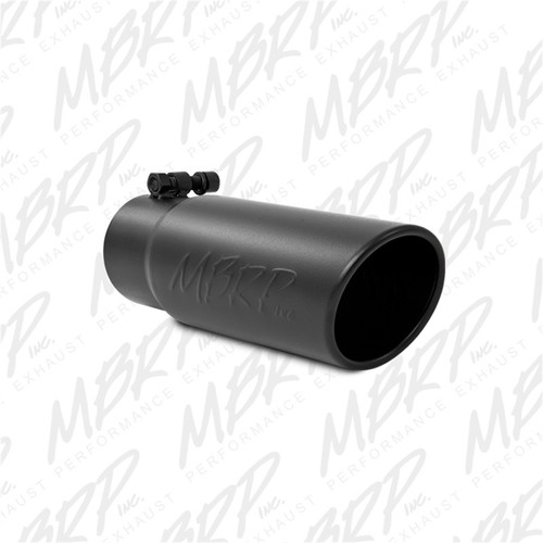 MBRP Universal Tip Exhaust for 3-1/2in O.D. Angled Rolled End - 3in ID Inlet 10in Length Black Coated