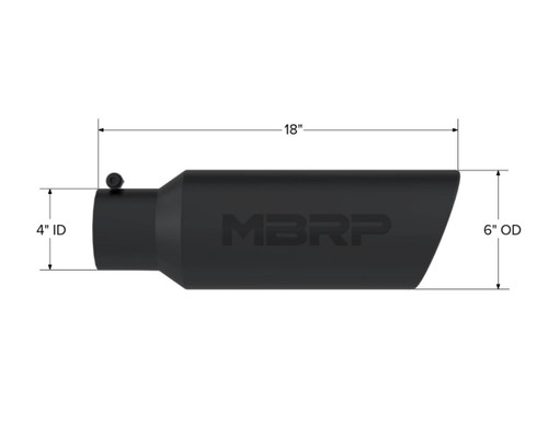 MBRP Universal Tip 6in OD Rolled End 4in Inlet 18in Black