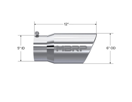 MBRP Universal Tip 6 O.D. Angled Rolled End 5 inlet 12 length