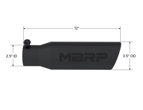 MBRP Angled Rolled End Exhaust Tip for Universal Fit 3in OD / 2in Inlet - Black Finish