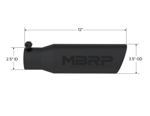 MBRP Angled Rolled End Exhaust Tip for Universal Fit 3in OD / 2in Inlet - Black Finish