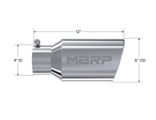 MBRP Universal Tip 6 O.D. Angled Rolled End 4 inlet 12 length