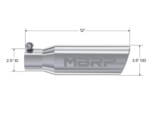 MBRP Universal Tip 3in O.D. Angled Rolled End 2 inlet 10 length