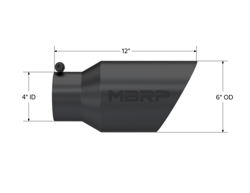 MBRP Universal Tip 6 O.D. Dual Wall Angled 4 inlet 12 length - Black Finish