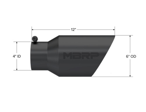 MBRP Universal Tip 6 O.D. Dual Wall Angled 4 inlet 12 length - Black Finish