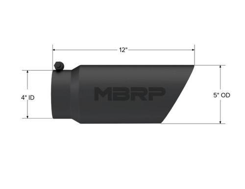 MBRP Universal Tip 5 O.D. Dual Wall Angled 4 inlet 12 length - Black Finish