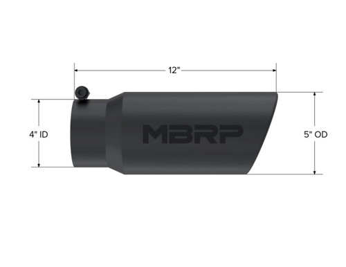 MBRP Universal Tip 5 O.D. Angled Rolled End 4 inlet 12 length - Black Finish