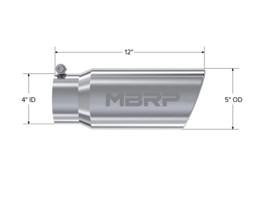 MBRP Universal Tip 5 O.D. Angled Rolled End 4 inlet 12 length