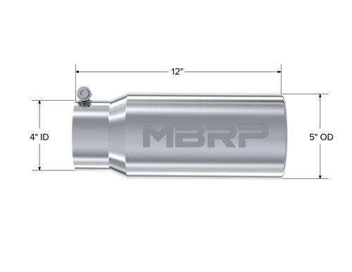 MBRP Universal Tip 5 O.D. Rolled Straight 4 inlet 12 length